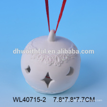 Customized white porcelain xmas ball with led for 2015 christmas hanging ornament